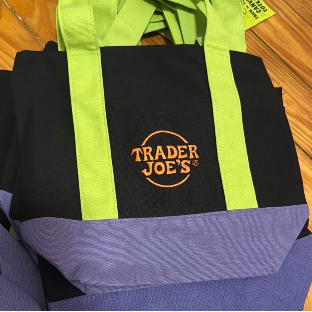 Trader Joe's Halloween Black and Purple Mini Tote Bag